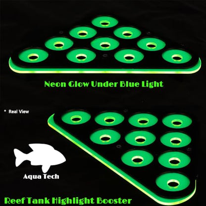 1 Set Coral Frag Rack with Suction Cups, Black Acrylic Coral Frag Holder with Fluorescent Green Base, 10-Hole Coral Propagation Shelf for Reef Tank, Aquarium Frag Plug Stand for Saltwater Reef Tanks