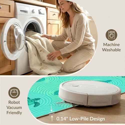 8'x10' Washable Modern Turtle Large Rug, Turquoise Non-Shedding Pet Friendly Carpet Foldable Easy Care Mat for King Size Bedroom, Master Suite, Under Bed | Ref:1955115 - color: Blue/Pattern 12, size: 8' x 10' (Rectangular)