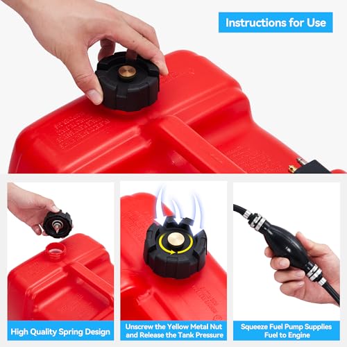 Marine Tank, 3 Gallon Marine Boat Transfer Tank with 9.8ft Hose, I-Shaped Handle, Easy to Carry for Outboard Engine Boats, Fishing Boat, Deck Boat,Yacht - size: 12L