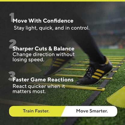 Agility Ladder Set, 12-Rung Speed Ladder + Training Cones, Soccer Training Equipment, Footwork Drills Kit, Speed & Agility Equipment, Football Practice Equipment, Basketball Gear - color: Bright Yellow