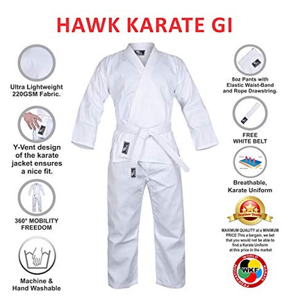 Karate Uniform for Kids & Adults Lightweight Student Karate Gi Martial Arts Uniform with Belt - size: 3 (5'3'' / 130lbs)