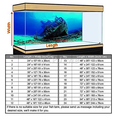 Large Shipwreck Aquarium Background Poster HD Fish Tank Ornament Landscape (30" x 18"/ 76 x 46cm)