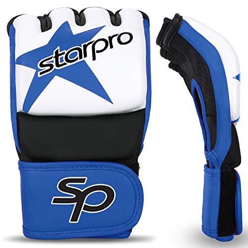 Starpro MMA Grappling Gloves for Men & Women - Faux Leather with Dense Padding- Sparring Training Kickboxing Martial Arts Competition - size: Medium