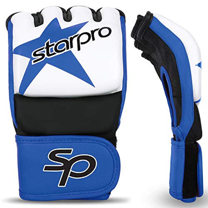 Starpro MMA Grappling Gloves for Men & Women - Faux Leather with Dense Padding- Sparring Training Kickboxing Martial Arts Competition - size: Medium