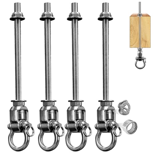 4 Heavy Duty Swing Hangers 360° Bearing Stainless Steel Swing Hooks 1000LBS Capacity Playground Sandbag Hammock Chair Porch Swing - size: 4 Pack 360°