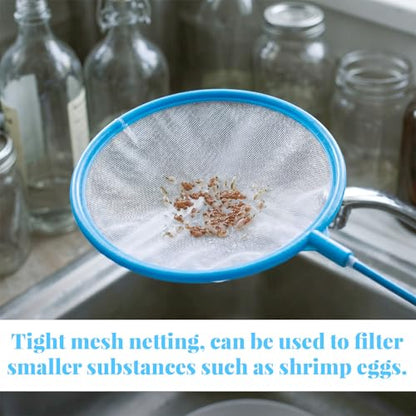12 Pcs Aquarium Fish Net Cleaner Fish Tank Small Aquarium Nets Mini Cleaner Nets High Density Fishes Fine Tank Filter Net for All Fishes (Blue)