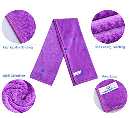 HOPESHINE Gyms Towels for Men & Women Microfiber Exercise Fitness Home Absorbent Sweat Yoga Towels Sports Towels Soft Fast Drying 16inch x32inch 3-Pack - color: Purple 3-pack