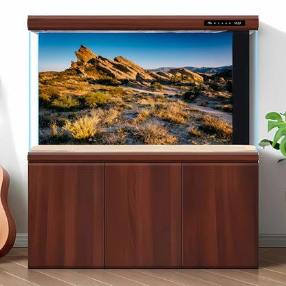 Desert Reptile Tank Background Evening Light on Rocks Terrarium Background Sunset Desert Rocky Bush Thorns Reptile Enclosure Backgrounds Desert Gobi Bearded Dragon Tank Aquarium Backgrounds 30x18in - color: Gobi Gold, size: 30(W)x18(H)inches/ 75(W)*45cm(H