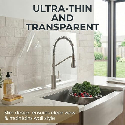 Clear Static Cling Wall Protector Film 17.7in x 32.8ft, Waterproof Oil-Resistant Kitchen Backsplash Protector, Plastic Cover for Painted Walls, Cabinets, Doors, Furniture, Cat Dog Scratch Guard