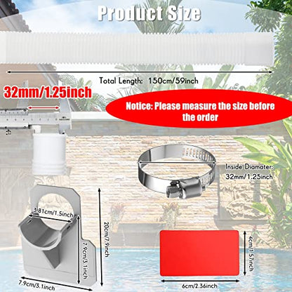 2 Sets Material Upgrade 1.25''x 59'' Pool Hose Replacement Kit for Above Ground Pools Hoses Pool Filter Replacement Hose Pool Holder Compatible with Filter Pumps 330 530 1000 Gph(White)
