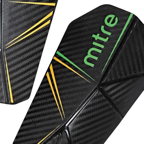 Mitre Unisex Soccer Shin Guards - color: Delta Pro Black/Green/Yellow, size: Large