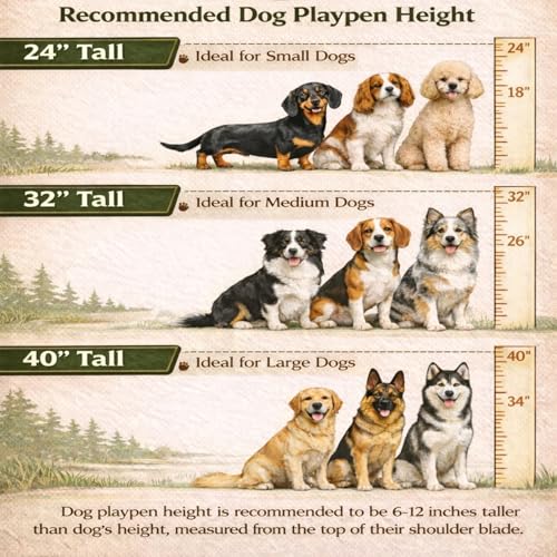 Indoor Dog Playpen - 32 inch, 8 Panels for Small and Puppy Size Dogs - Heavy Duty Metal Portable Pet Fence with Black Anti-Rust Coating - Play Pen w/Extra Wide Gate