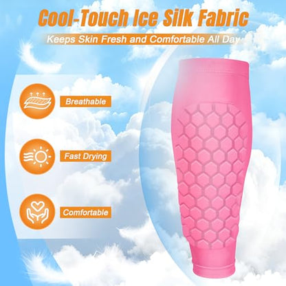 XZQTIVE Soccer Shin Guards Shin Defender for Kids Youth Adult, Ski Shin Guard Calf Compression Sleeve with Honeycomb Shin Pads - color: light pink, size: XX-Small