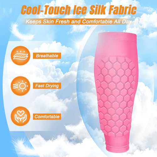 2 Pack Soccer Shin Guards Shin Defender for Kids Youth,XZQTIVE Soccer Shin Pads Shin Guard Sleeve with Honeycomb Padding,High Impact Resistant Compression - color: Light Pink, size: X-Large