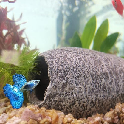 Aquarium Decorated Cave Simulation Rock Betta Fish Shelter Shrimp Fish Hide Breeding Stone House