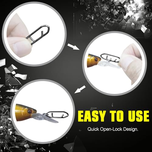 High Strength Fishing Snap Saltwater Stainless Connector Snaps Swivels Tackle Steel Power Fishing Clip Lure Quick Change Black Nickel