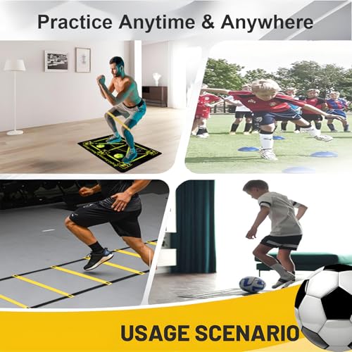 Soccer Training Equipment with Training Mat, Resistance Band, Ladder, Cones - color: Light Green, size: 35"*23"