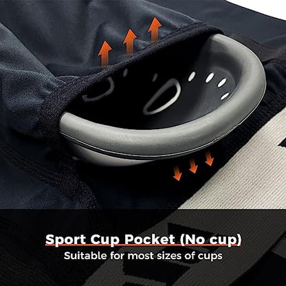 COOLOMG Men Adult Padded Baseball Sliding Shorts with Cup Pocket - color: Black, size: Large