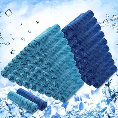 Hosuly 100 Pack Cooling Towels, 40"x12" - color: Dark Blue and Light Blue