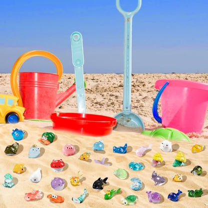 DIYDEC 36pcs Mini Ocean Resin Animals Tiny Sea Animals Figurines Marine Miniature Plastic Animals Aquarium Ornaments Decorations for DIY Fish Tank Potted Micro Fairy Garden Dollhouse