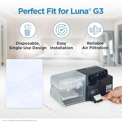 resplabs CPAP Filters for React Health Luna G3, 60 Pack Disposable Replacement Filters - Also Fits 3B Luna G3-1+ Year Supply