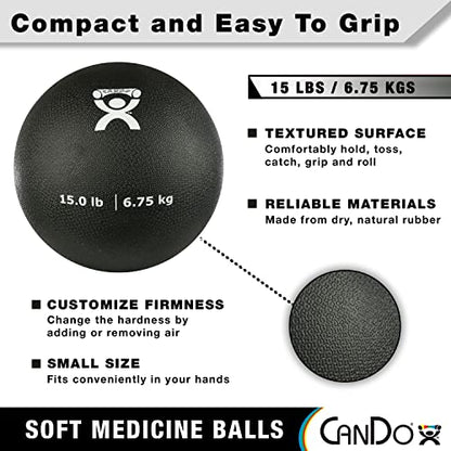 CanDo Soft Medicine Ball 5-Piece Set, 2lb, 4lb, 7lb, 11lb, and 15lb, for Physical Therapy and Fitness Exercises, Easy Grip Rubber Weighted Exercise Ball for Workouts - size: Set (5 Pieces)