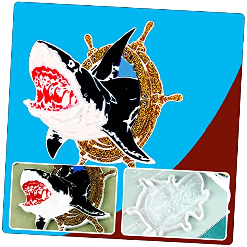 SEWACC Shark Shape DIY Coaster Mold Silicone Cup Mat Making Mold for Custom Resin Crafting and Easy to Use and for Unique Home Decor