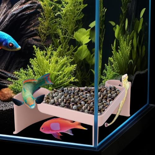 Aquarium Cave Hideout with Viewing Window – Corner Fish Tank Tunnel for Pleco, Cory Catfish, Kuhli Loach, Shrimp, Betta – 2-Hole Plastic Bottom Dweller Shelter – Fish Hiding Spot Decor (5"x5"x2") - color: Two Hole Corner Cave Sand Medium
