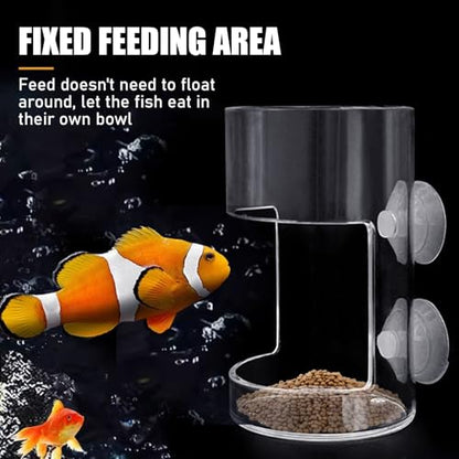 Fish Tank Dish Tray with Suction Cup 3.94x2.36 Inch Feeding Tube Turtle Transparent Fish Food Holder for Turtle Shrimp Betta Feeding (Round) - size: Round