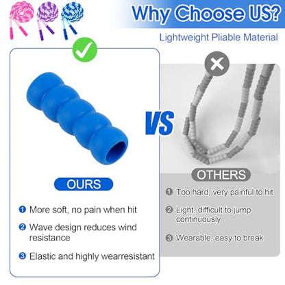 Jump Rope for Kids, 9 Ft Adjustable Jump Ropes for 4 5 6 7 8 10 12, Segmented Soft Beaded Jumping Rope Age 8-12, Tangle Free Skipping Rope for Women Man Fitness Weight Loss - color: Purple, Pink, Blue