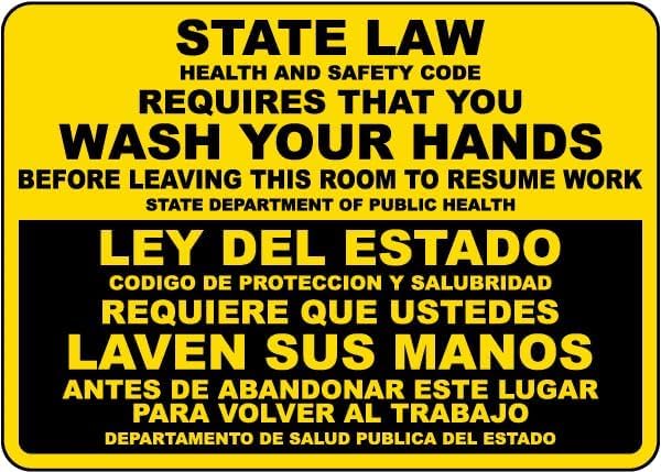 Wash Your Hands Sign – 8x12 Inch RustFree Aluminum,Reflective & Weatherproof,Bilingual English Spanish Health Safety Sign for Workplace or Restroom - color: Style-3