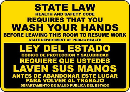 Wash Your Hands Sign – 8x12 Inch RustFree Aluminum,Reflective & Weatherproof,Bilingual English Spanish Health Safety Sign for Workplace or Restroom - color: Style-3