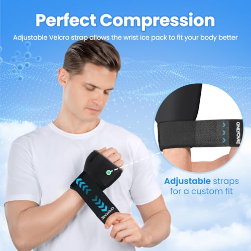 ONLYCARE Wrist Ice Pack Wrap, Soft Gel Ice Pack for Hot & Cold Hand Therapy, Thumb Freeze Sleeve for Hand Injuries, Achilles Tendonitis, Tenosynovitis, Surgery
