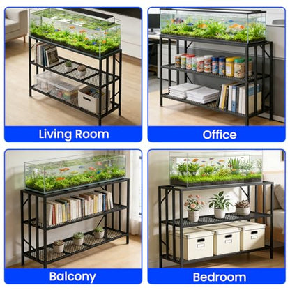 55-75 Gallon Aquarium Stand, Heavy Duty 3 Tier Fish Tank Stand with Adjustable Storage Shelf, Metal Frame Holds 1000 LBS, Stable Anti-Slip Design (55-75 Gallon)