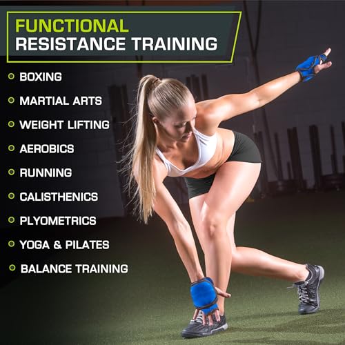 ProsourceFit Weighted Gloves Set, 2 lb Pair / 1 lb Each, Neoprene Hand Weights for Walking, Cardio, Aerobics, Boxing, Toning, and Sculpting - color: Blue