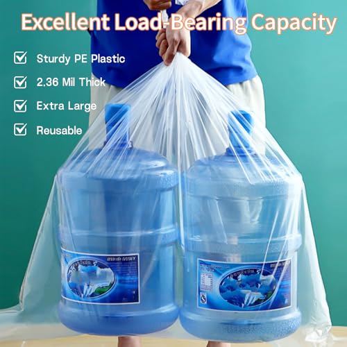 40" x 60" Extra Large Clear Plastic Storage Bags, 4 Pack Huge Waterproof Storage Bags with 4 Ties for Luggage, Suitcase, Furniture, Chair, Mini Bike, Holiday Decoration