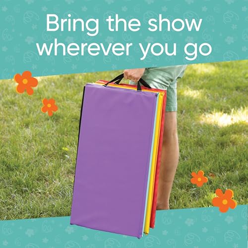 Hearthsong Tumbling Mat for Kids, 5-Panel Thick 1.25" Foldable Exercise Mat for Yoga, Pilates, Stretching, Folding Gymnastics Mats at Home, Gym Workout