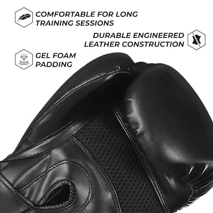 Sanabul Essential Gel Boxing Gloves for Men & Women, Kickboxing MMA, Muay Thai Gloves and Heavy Bag Training Punching & Sparring - color: AllBlack, size: 8 oz
