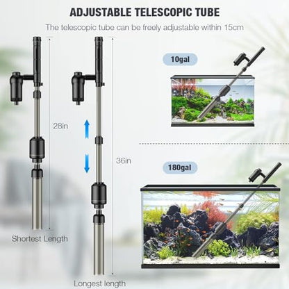 AKKEE Aquarium Vacuum Gravel Cleaner, 18W Electric Fish Tank Cleaner Vacuum, 6 in 1 Multifunctional Aquarium Cleaner for Automatic Water Change, Wash Sand, Water Circulation and Timed Off