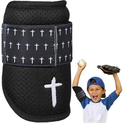 Chicingyou Protective Elbow Guard for Baseball Softball Sports Youth Elbow Guard with Adjustable Strap - style: Christian Faith Cross