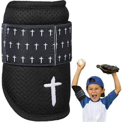Chicingyou Protective Elbow Guard for Baseball Softball Sports Youth Elbow Guard with Adjustable Strap - style: Christian Faith Cross