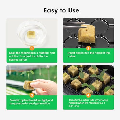 VIVOSUN 1 Inch Rockwool Cubes, 100 Plugs Grow Cubes for Hydroponics, Cuttings, Cloning, Plant Propagation, Seed Startling - size: 1"-100 Plugs
