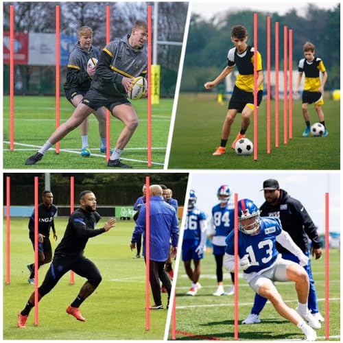 HOTOOLME Agility Training Poles Equipment Soccer Training Equipment Includes 6 Agility Poles,Agility Ladder, 10 Soccer Cones,Jump Rope for Speed Training, Soccer Training, Basketball Athletes & Kids - color: Orange