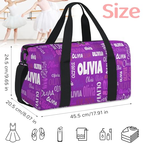 Personalized Teens Dark Purple Sport Duffle Gymnastics Carry On Bag - color: Dark Purple