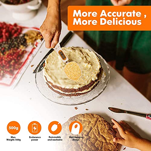 Mabron Electronic Kitchen Digital Food Spoon Scales Accurate Weighing Teaspoon Scale in Grams Oz with LCD Display for Baking Cooking Cake Medicine 500g/0.1g (multicolor