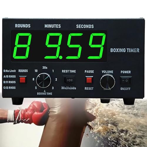 Professional Gym Timer Boxing Interval Timer, with Adjustable Buzzer Alarm, Boxing Round Timer for Muay Thai, MMA, Kickboxing, 30S-10min Training and 0/30/60S Rest Time Green
