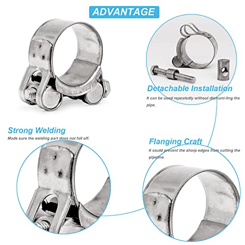 AKIHISA T-Bolt Hose Clamp,86-91mm OD Range 304 Stainless Steel Pipe Strap Clamp, Adjustable Heavy Duty Tube Clamp (2Pack, 3.39" to 3.58") - size: 86-91mm 2pack