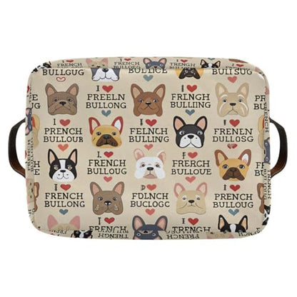 French Bulldog Pattern Rectangle Storage Bin, 15 x 11 x 9.5 in, Collapsible Organizer Storage Basket for Home Décor，2PACK
