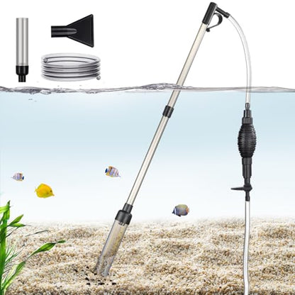 Aquarium Gravel Vacuum Sand Cleaner with 6Ft Pipe Fish Tank Water Changer Adjustable Length ABS(for 3~8Gal Tank)