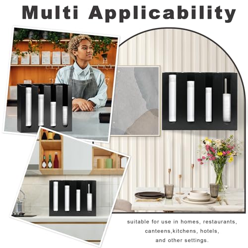 Wall Mount Portion Sauce Cup Lid Organizer Wood Sauce Cup Dispenser 4 Compartments Portion Cup and Lid Holder with Sponge Pad Cup Dispenser fits Cups Size 2 3 oz for Kitchen Counter Restaurant